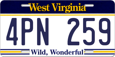WV license plate 4PN259