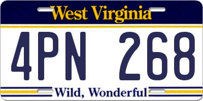 WV license plate 4PN268