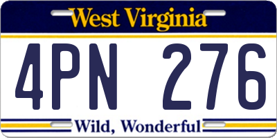WV license plate 4PN276
