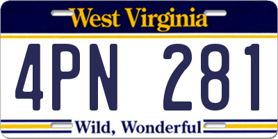 WV license plate 4PN281