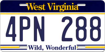 WV license plate 4PN288