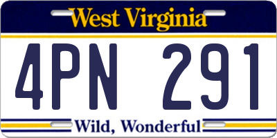 WV license plate 4PN291