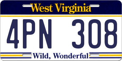 WV license plate 4PN308