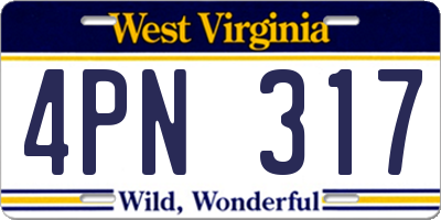 WV license plate 4PN317
