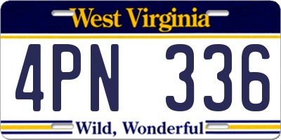 WV license plate 4PN336
