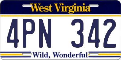 WV license plate 4PN342