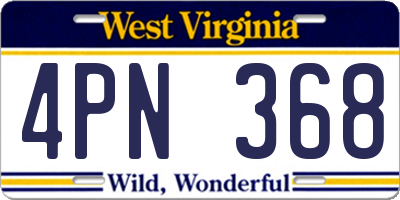 WV license plate 4PN368