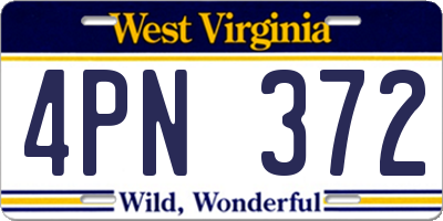 WV license plate 4PN372