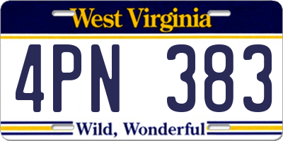 WV license plate 4PN383