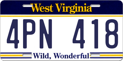 WV license plate 4PN418