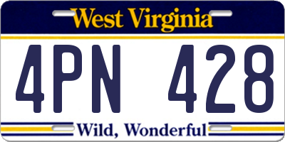 WV license plate 4PN428