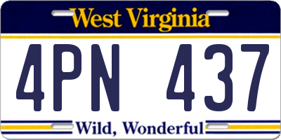 WV license plate 4PN437