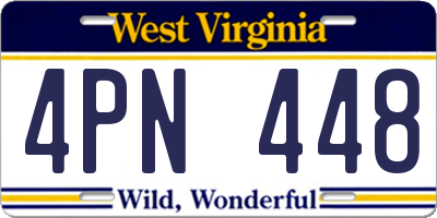 WV license plate 4PN448