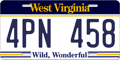 WV license plate 4PN458