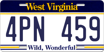 WV license plate 4PN459