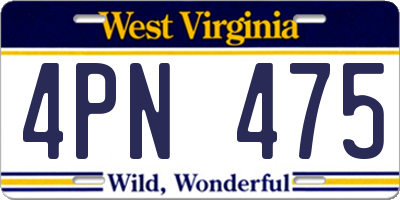 WV license plate 4PN475
