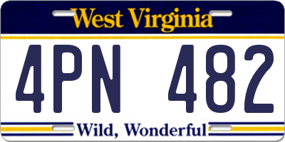 WV license plate 4PN482