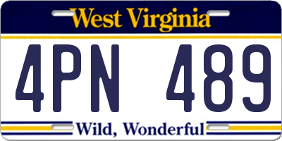 WV license plate 4PN489