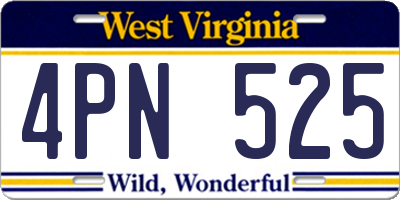 WV license plate 4PN525