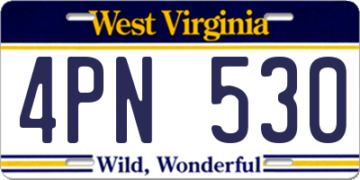 WV license plate 4PN530
