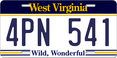 WV license plate 4PN541