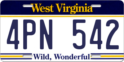 WV license plate 4PN542