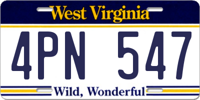 WV license plate 4PN547