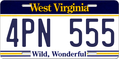WV license plate 4PN555