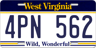 WV license plate 4PN562