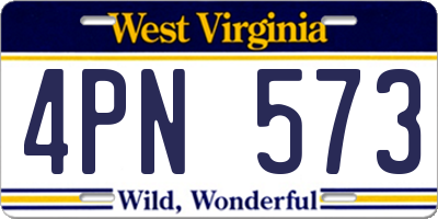 WV license plate 4PN573