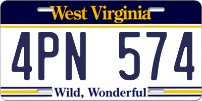 WV license plate 4PN574