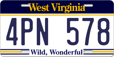 WV license plate 4PN578