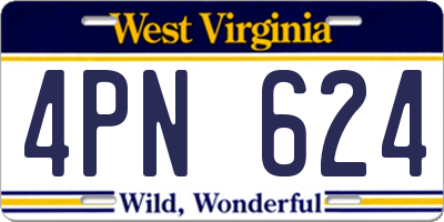 WV license plate 4PN624