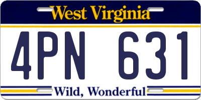 WV license plate 4PN631