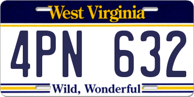 WV license plate 4PN632