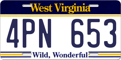 WV license plate 4PN653