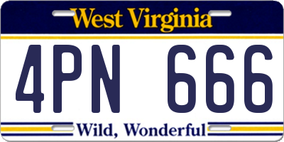 WV license plate 4PN666
