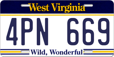 WV license plate 4PN669