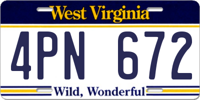 WV license plate 4PN672