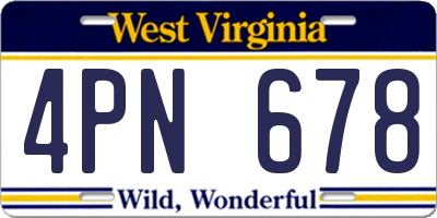 WV license plate 4PN678
