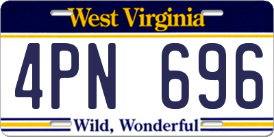 WV license plate 4PN696