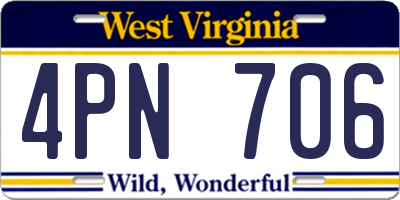 WV license plate 4PN706