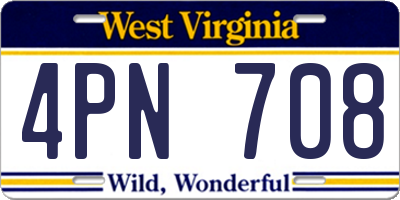 WV license plate 4PN708