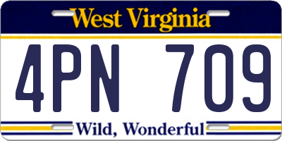 WV license plate 4PN709