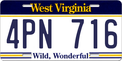 WV license plate 4PN716