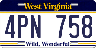 WV license plate 4PN758