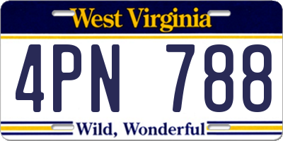 WV license plate 4PN788
