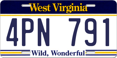 WV license plate 4PN791