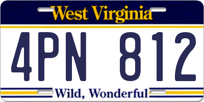 WV license plate 4PN812