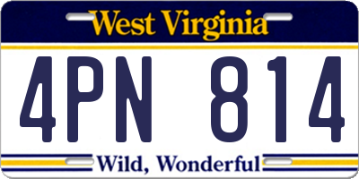 WV license plate 4PN814